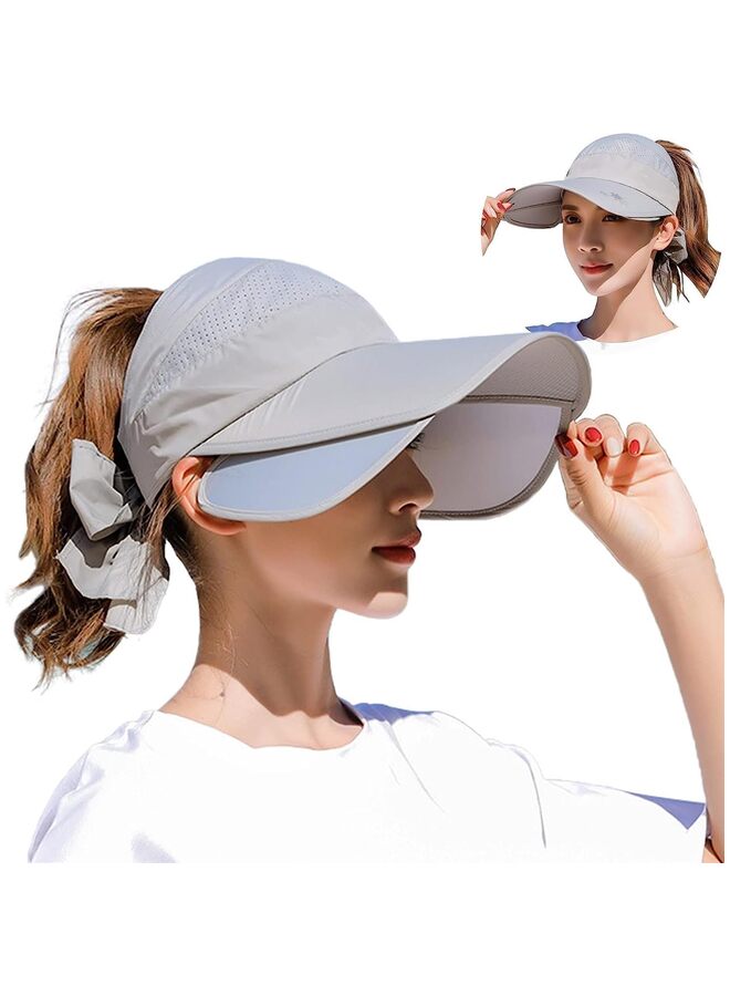 Wide Brim Visor Hat for Women Golf Visor Cap Sun Protection Hat for Beach Garden Tennis Running Sunshade Hat (Color : Gray) - Image 1