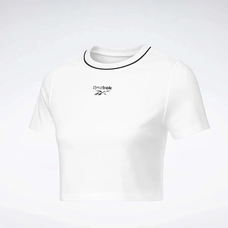 Reebok Crew Neck Cropped Short Sleeve Women's Tee - Chalk