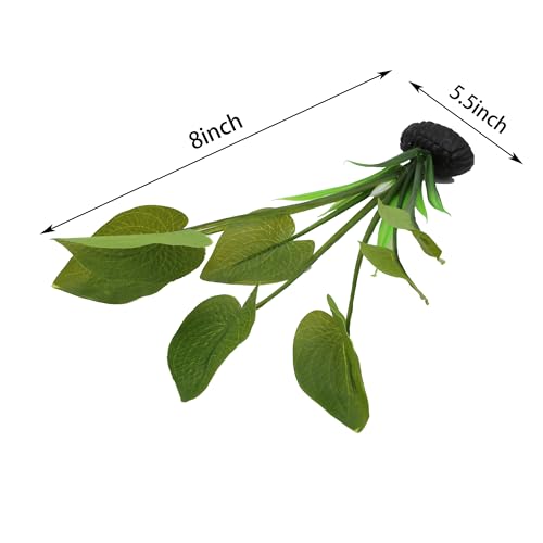 DVHEY Silk Aquarium Plants for Betta Fish Tank, 2 Pcs 7.8 Inch Small Silk Aquarium Plant Aquatic Water Grass Decoration (Green, 8 Inch) - Image 2