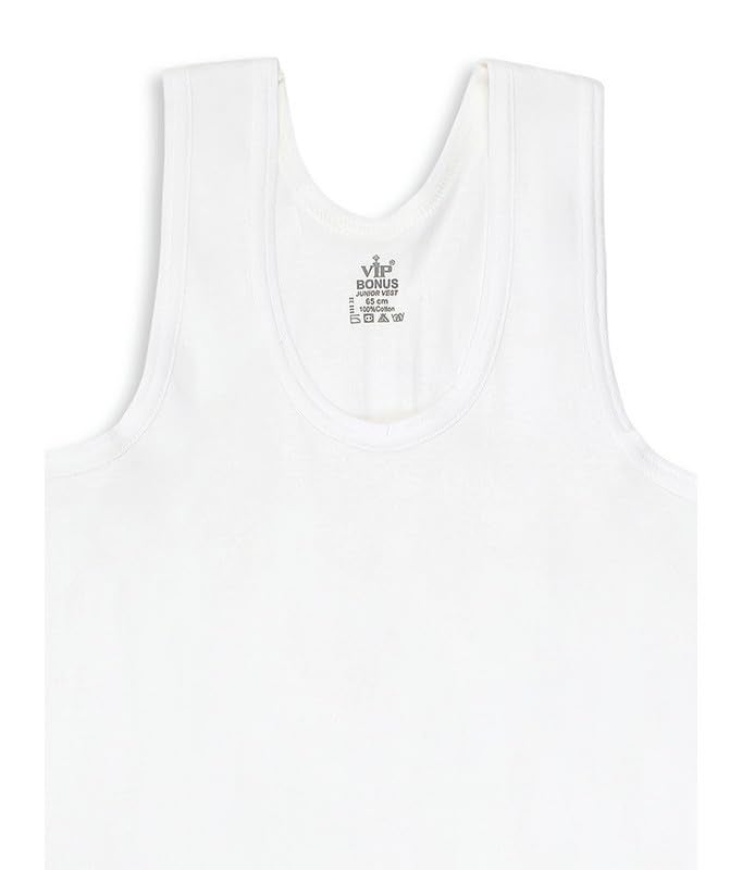 VIP Bonus Junior Kids 100% Cotton Rich Round Neck White Vest for Boys | Sleeveless Baniyans for Kids - Combo Pack - Image 4