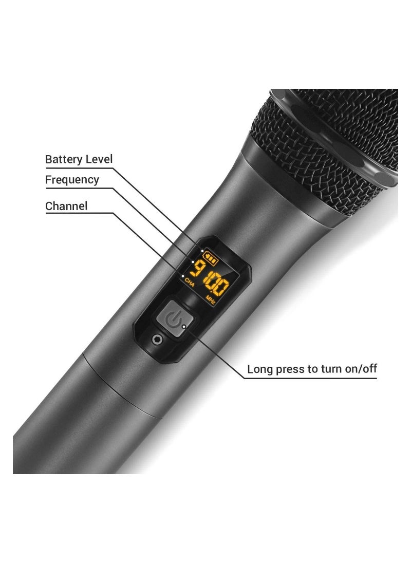 TONOR - Wireless Microphone,Metal Dual Professional UHF Cordless Dynamic Mic Handheld Microphone System for Home Karaoke, Meeting, Party, Church, DJ, Wedding, Home KTV Set, 200ft(TW-820) - Image 1