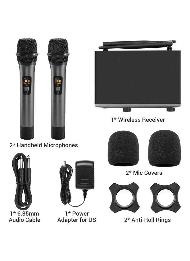 TONOR - Wireless Microphone,Metal Dual Professional UHF Cordless Dynamic Mic Handheld Microphone System for Home Karaoke, Meeting, Party, Church, DJ, Wedding, Home KTV Set, 200ft(TW-820) - Image 1