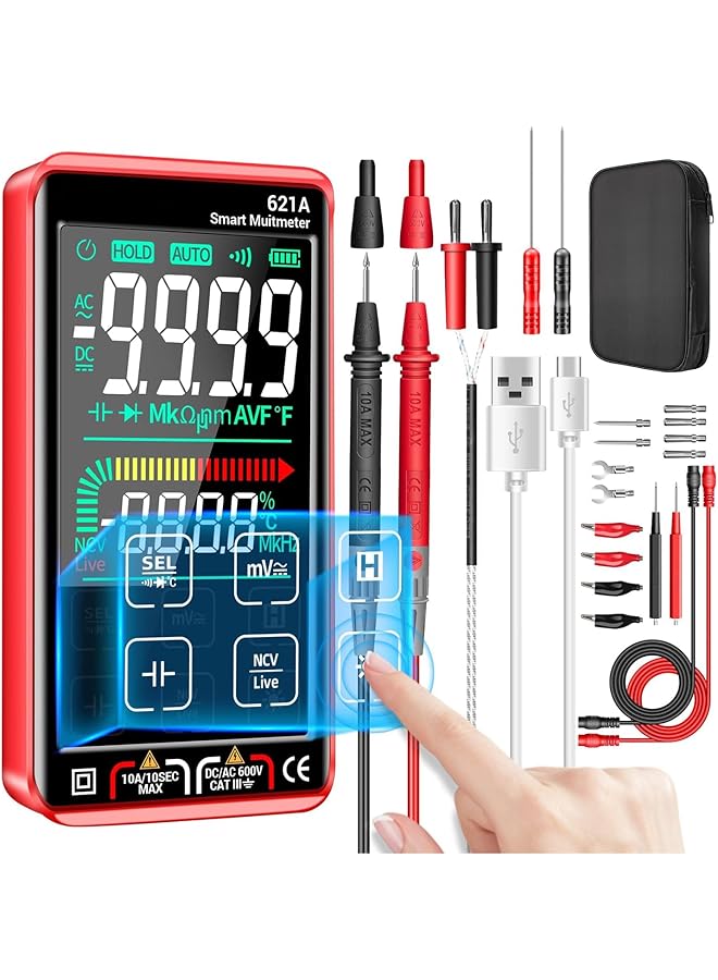 promass Digital Multimeter Tester, Smart Touch TRMS, Auto-Ranging Fast Accurately Measures, Rechargeable anti-burning Ohm With NCV, for Measures DC/AC Current, Voltage, Resistance Diodes, Capacitance - Image 1