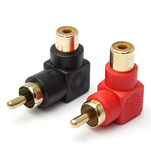 exgoofit RCA Male to RCA Female Connectors Right Angle Plug Adapters M/F 90 Degree Elbow Gold-Plated (5 Black + 5 Red) (10-Pack) - Image 3