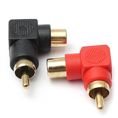 exgoofit RCA Male to RCA Female Connectors Right Angle Plug Adapters M/F 90 Degree Elbow Gold-Plated (5 Black + 5 Red) (10-Pack) - Image 4
