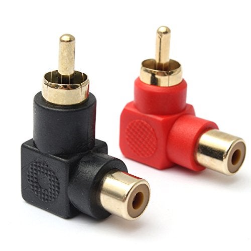 exgoofit RCA Male to RCA Female Connectors Right Angle Plug Adapters M/F 90 Degree Elbow Gold-Plated (5 Black + 5 Red) (10-Pack) - Image 2