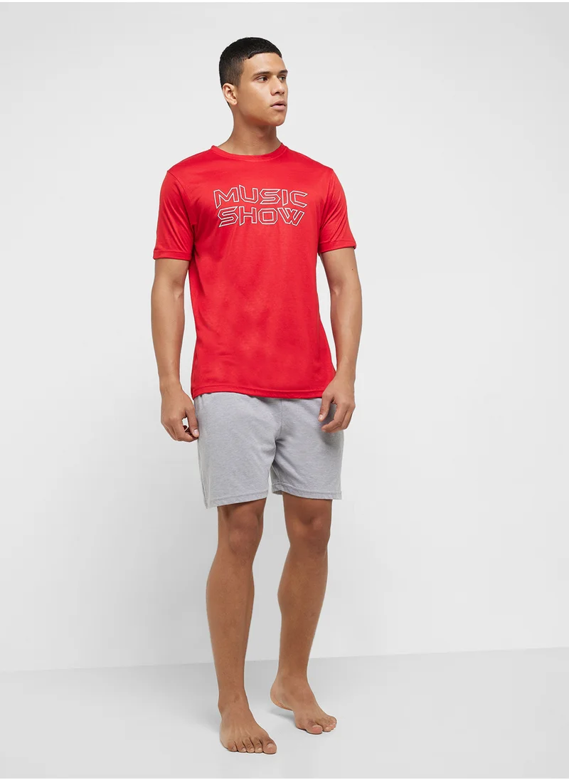 سفنتي فايف Nightwear T-Shirt & Shorts Set
