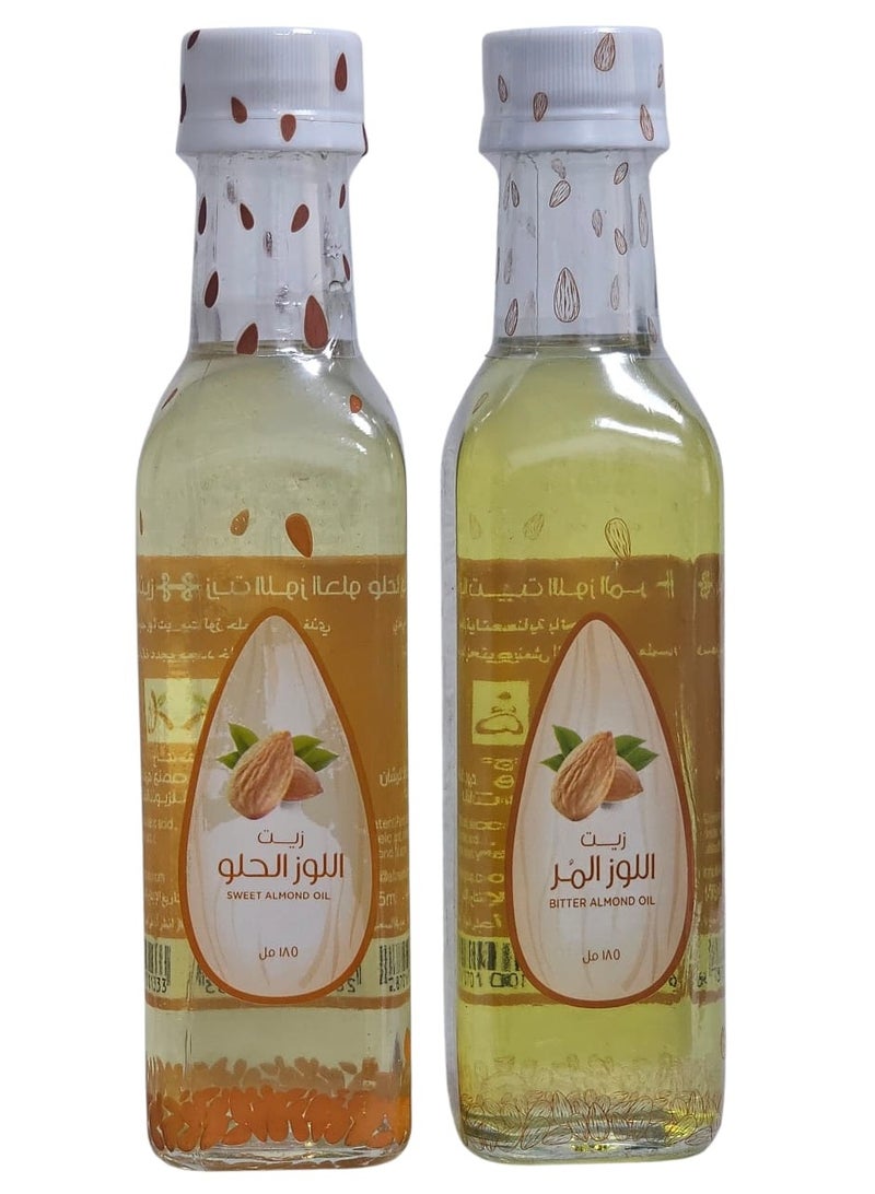 Alkreaishan Bitter almond oil 185ml + Sweet almond oil 185ml