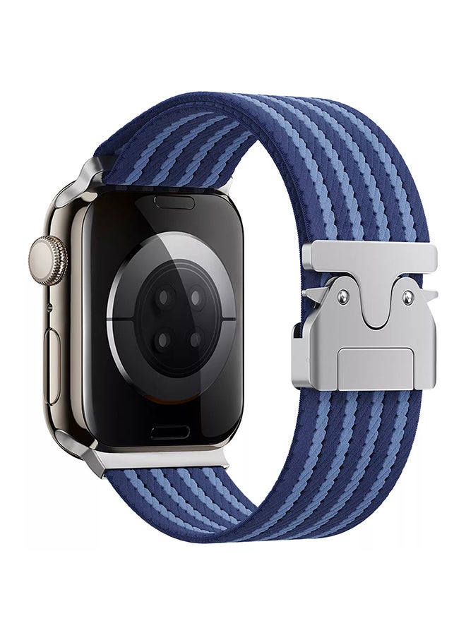 Nylon Sport Loop Watch Bands for Apple Watch 10 | Ultra 2 | 9 | 8 | 7 | 6 | SE, 49/46/45/44mm, Elastic Nylon Strap with Parachute Metal Lock - Blue