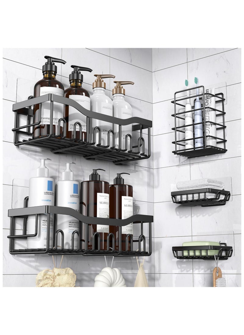 AIYISHI Shower Caddy 5 Pack, Adhesive Bathroom Organizer for Bathroom Storage Kitchen, No Drilling, Large Capacity, Rustproof Stainless Steel Bathroom Organizer Shelves for Inside Shower Rack  - Image 2
