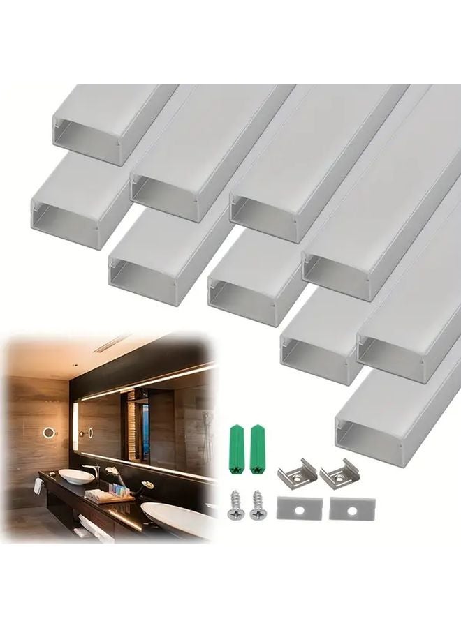 10pcs 3 3ft Linear LED Light Channel Silver Aluminum U Shaped Profile White Cover - Image 2