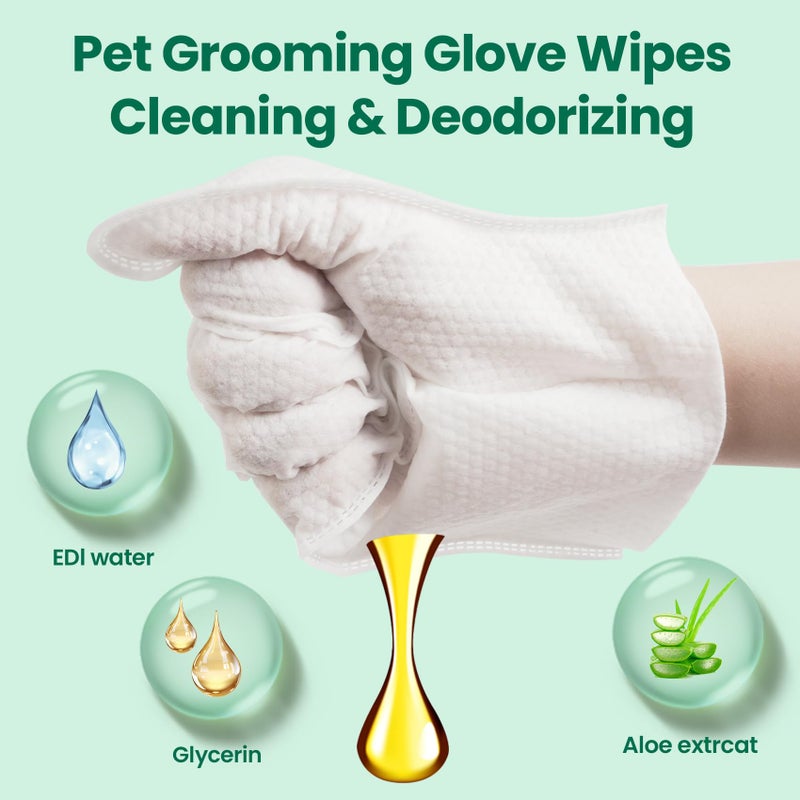 IMMCUTE 32 PCS Unscented Extra Thick Pet Bathing Wipes for Dogs & Cats, Dog Wipes Washing Gloves, Cleaning & Deodorizing Grooming Gloves for Daily Care and Traveling with EDI Water, Glycerin, Aloe Extract - Image 3