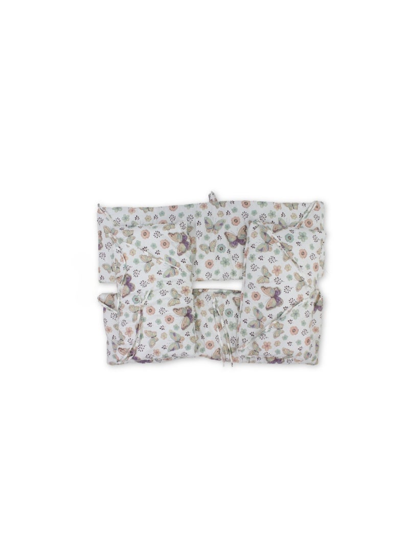 Baby Crib Bumper Set – Off-White with Flowers & Butterfly Print - Image 2