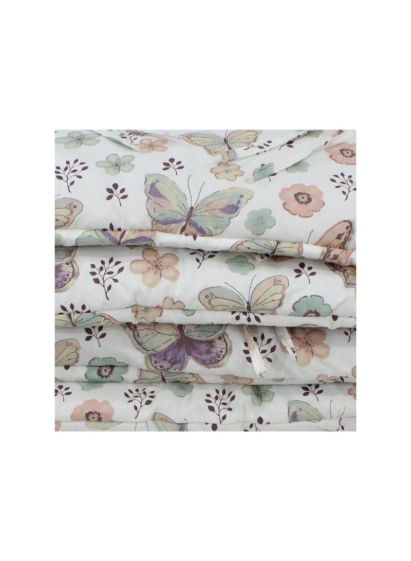 Baby Crib Bumper Set – Off-White with Flowers & Butterfly Print - Image 3