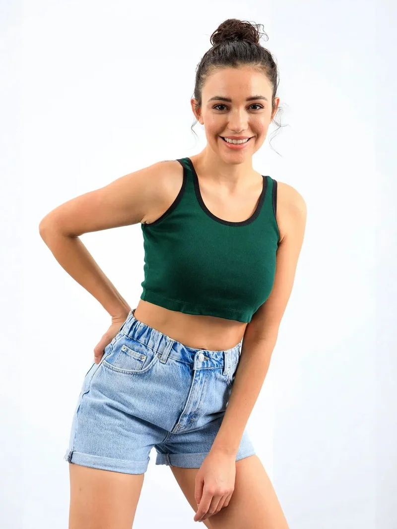 TOMMYLIFE TOMMY Ribbed Sleeveless Crop Top