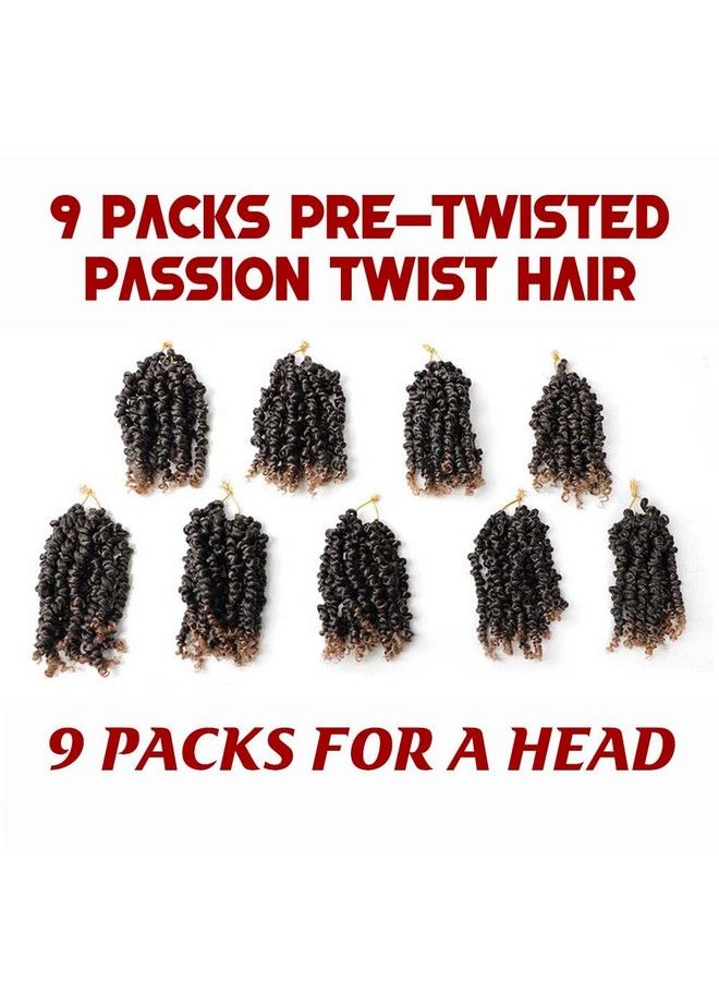 Violet Pretwisted Passion Twist Crochet Hair 6 Inch 9 Packs Passion Twist Hair Pre Looped Ombre Blonde Short Passion Twist Hair Crochet Braids Hair Extensions（T276 Inch9 Packs）  - Image 3
