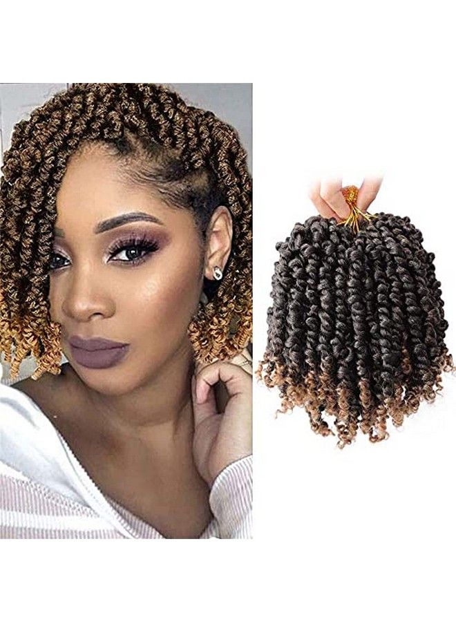 Violet Pretwisted Passion Twist Crochet Hair 6 Inch 9 Packs Passion Twist Hair Pre Looped Ombre Blonde Short Passion Twist Hair Crochet Braids Hair Extensions（T276 Inch9 Packs）  - Image 1