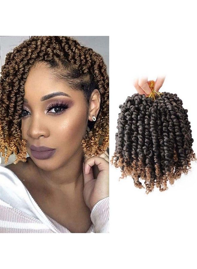 Violet Pretwisted Passion Twist Crochet Hair 6 Inch 9 Packs Passion Twist Hair Pre Looped Ombre Blonde Short Passion Twist Hair Crochet Braids Hair Extensions（T276 Inch9 Packs）  - Image 2