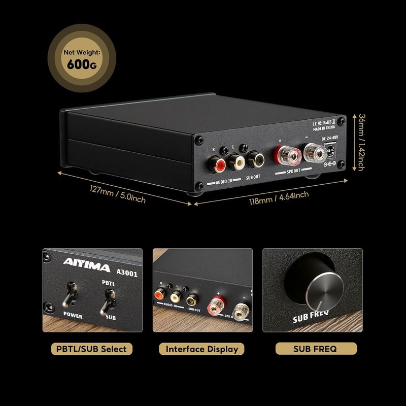 AIYIMA مضخم الصوت المصغر AIYIMA A3001 TPA3255 200W HiFi أحادي الطاقة من الفئة D - Image 4