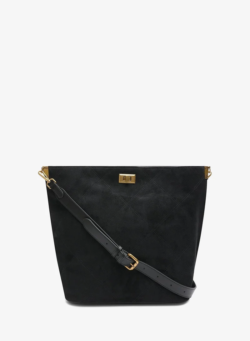 Where's That From Fern Suede Shoulder Bag with Turn Lock