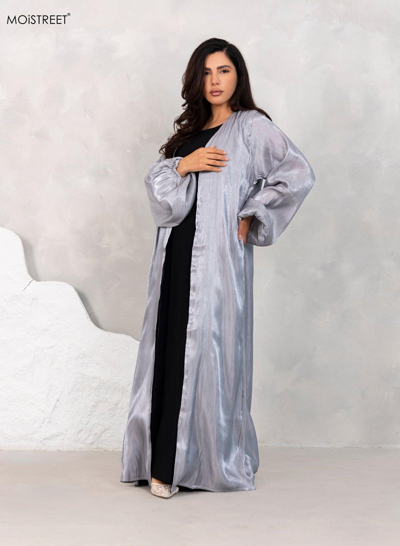 Moistreet Organza Rotana Shimmer abaya Set - Image 3