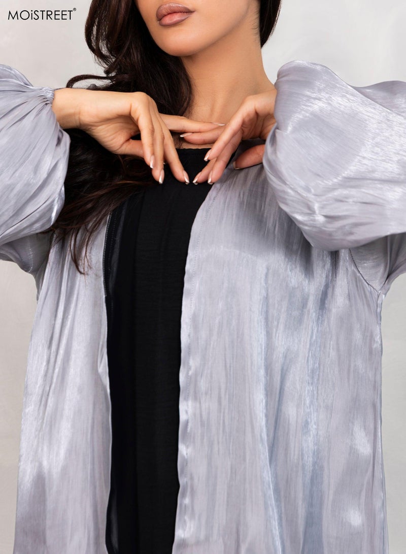 Moistreet Organza Rotana Shimmer abaya Set - Image 4