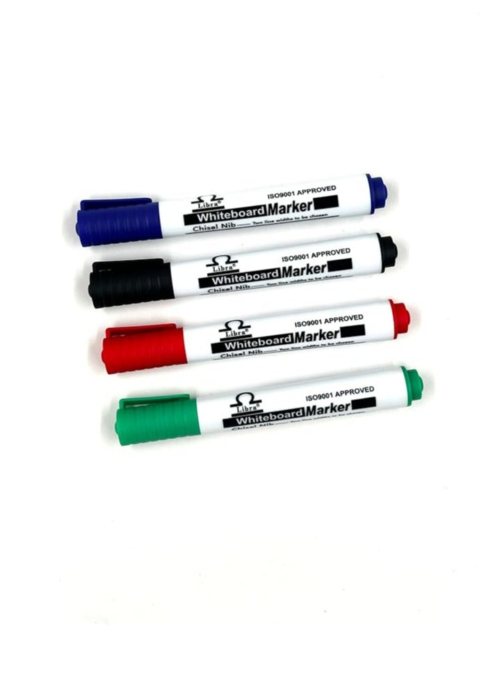 Libra Whiteboard Markers, Chisel Nib, 4 Pcs, Quick Dry, Bold Colors, Ideal for Office & Classroom Use - Image 3