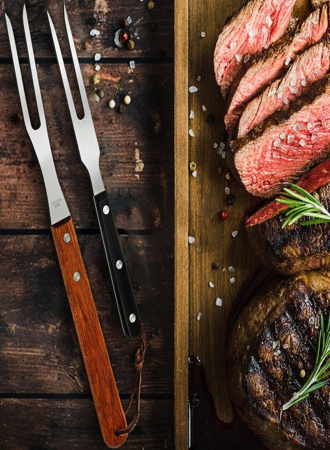 Ponpon 2Pcs Meat Forks Stainless Steel Carving Fork with Wooden Handle Barbecue Fork for Cooking Kitchen (2) - Image 5