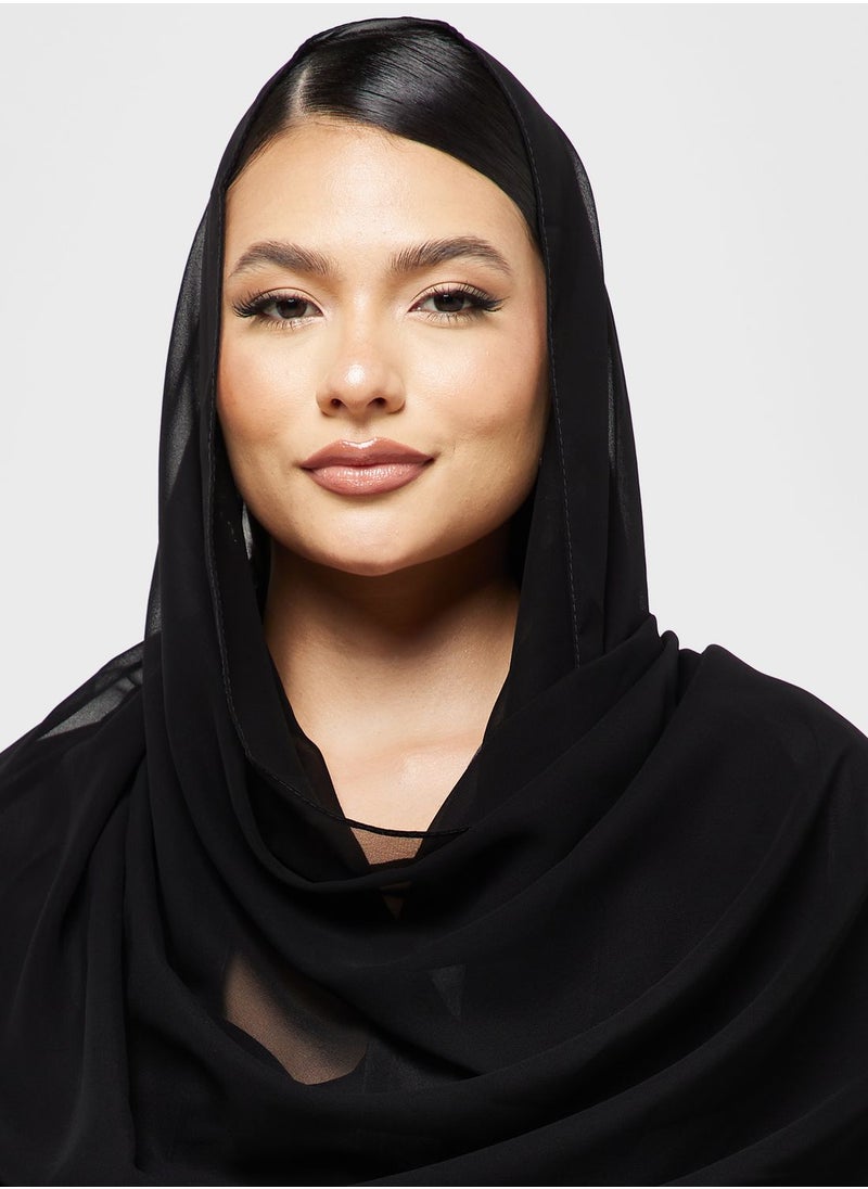 Khizana - Color Block Abaya With Sheila - Image 1