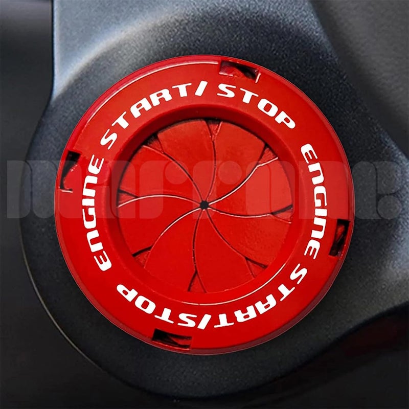 Marrone Bike & Car Engine Start/Stop Switch Cover/Ignition Lock Cap Cover Push Button Decorative Auto Accessories For All Bikes & Cars (Red) - Image 1