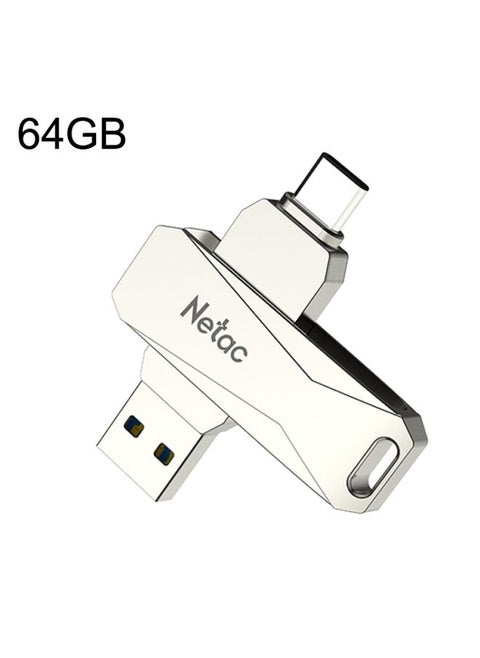 Netac U782C Type-C Dual Interface High-Speed Metal Computer USB Flash Drive, Capacity: 64GB