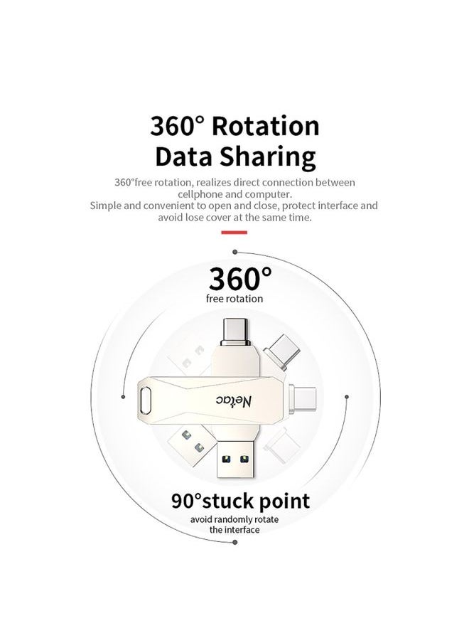 BURAQ Netac U782C Type-C Dual Interface High-Speed Metal Computer USB Flash Drive, Capacity: 64GB  - Image 2