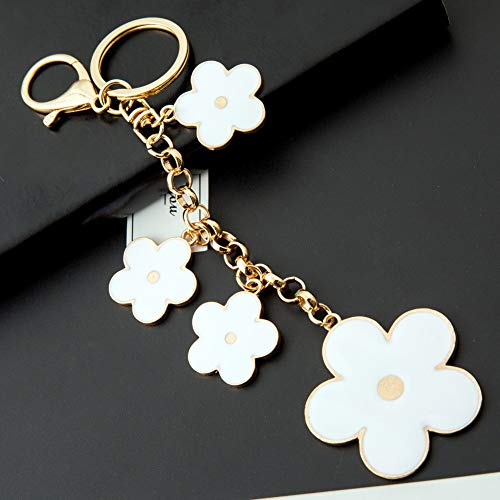 Giftale Women's Flower Bag Charms White Enameled Keychain Purse Accessories,#526-1D - Image 4