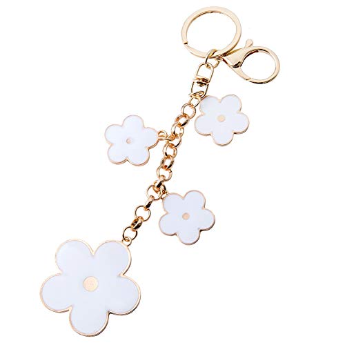 Giftale Women's Flower Bag Charms White Enameled Keychain Purse Accessories,#526-1D - Image 3