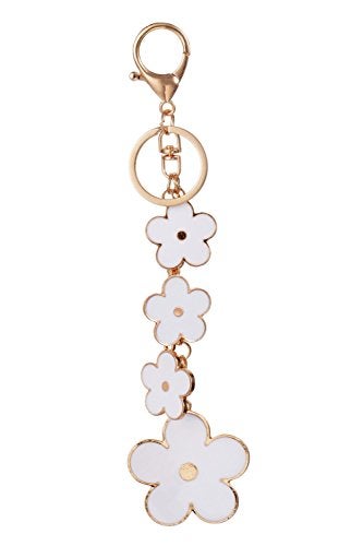 Giftale Women's Flower Bag Charms White Enameled Keychain Purse Accessories,#526-1D - Image 1