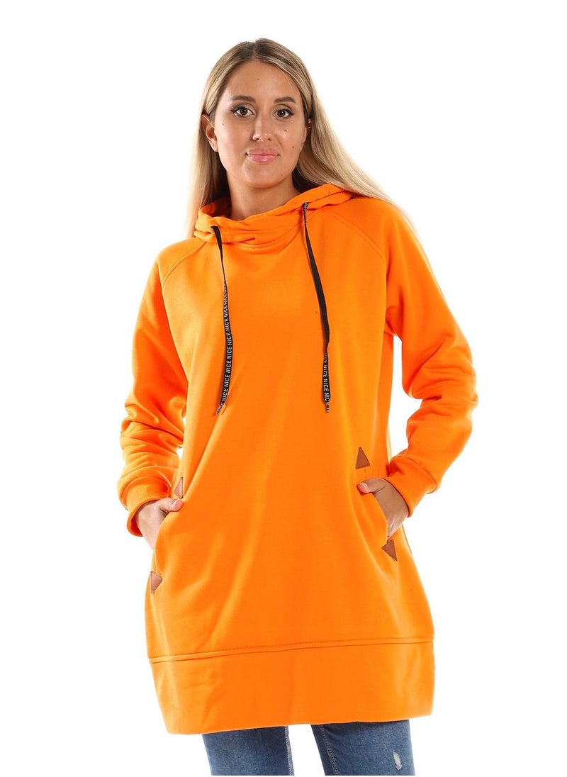 Caesar Woman Hoodie With Pocket And Triangle Leather In Side  - Image 1