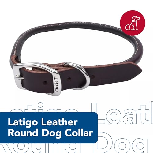 Coastal Pet Circle T Latigo Leather Round Dog Collar - Handcrafted Leather Pet Collar for Dogs - Comfortable for Dogs with Long Hair or Sensitive Skin - 3/8" x 20" - Image 2