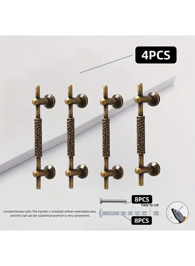 4Pcs 96mm Hammered Copper T Shaped Cabinet Handles Zinc Alloy Knobs - Image 3