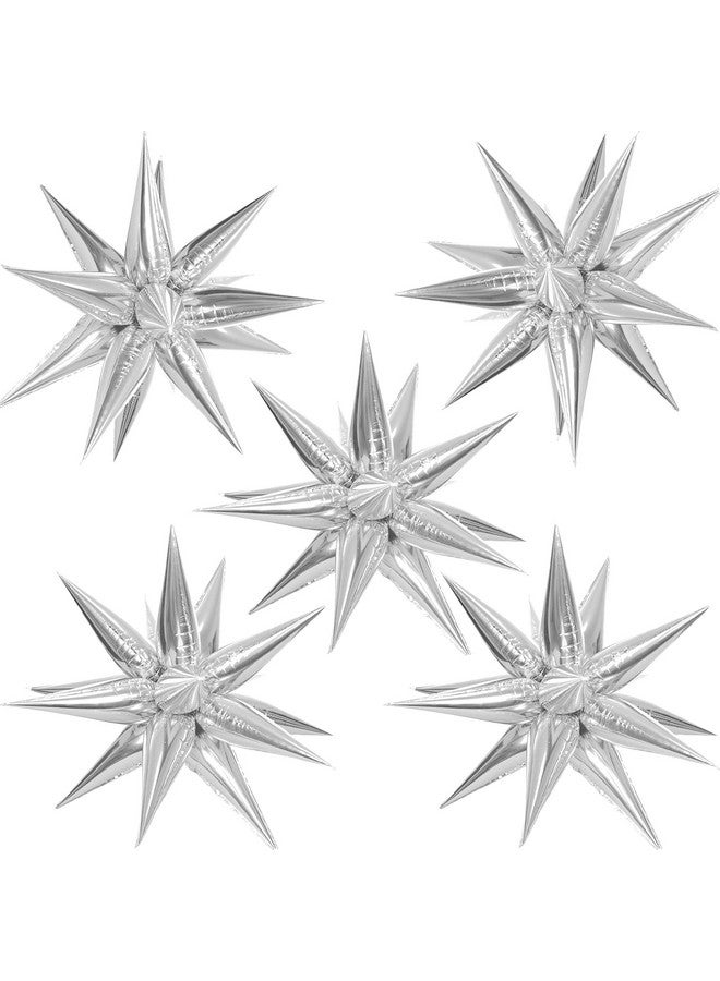 ZAKVOOR 60 Pcs Star Balloons 12 Spike Foil Explosion Party Decoration Balloons for Christmas New Year Eve Birthday (Silver) - Image 1