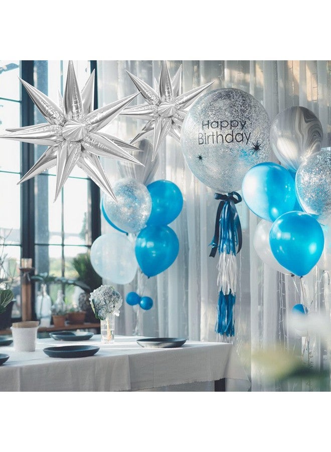 ZAKVOOR 60 Pcs Star Balloons 12 Spike Foil Explosion Party Decoration Balloons for Christmas New Year Eve Birthday (Silver) - Image 5