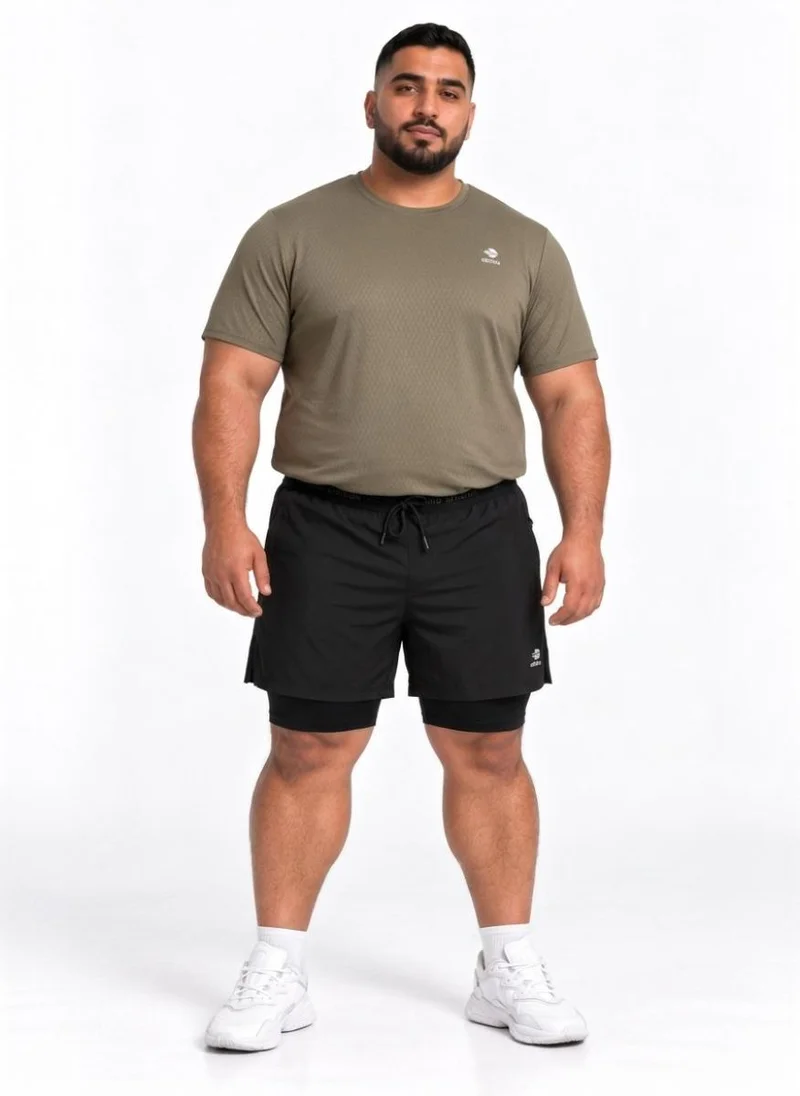 Abitos black Gains Mode Plus Size 2 in 1 Shorts Blackout for Men | Best Price UAE