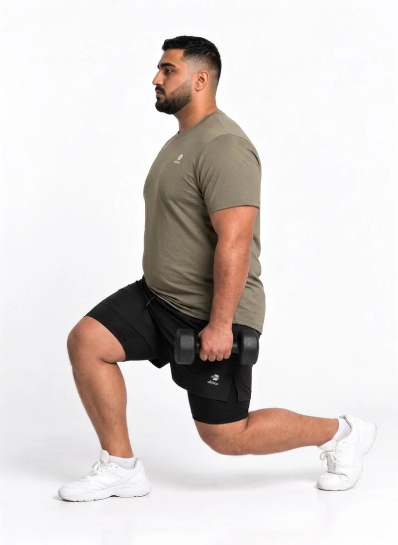Abitos black Gains Mode Plus Size 2 in 1 Shorts Blackout for Men | Best Price UAE