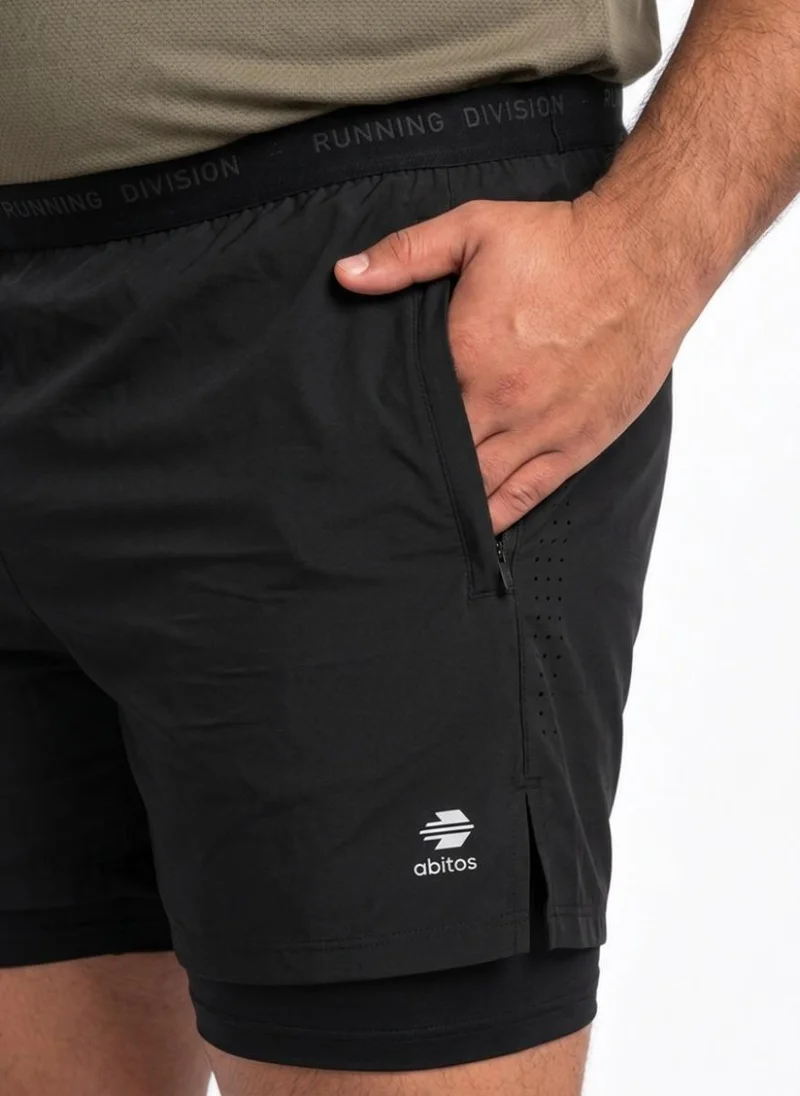 Abitos black Gains Mode Plus Size 2 in 1 Shorts Blackout for Men | Best Price UAE