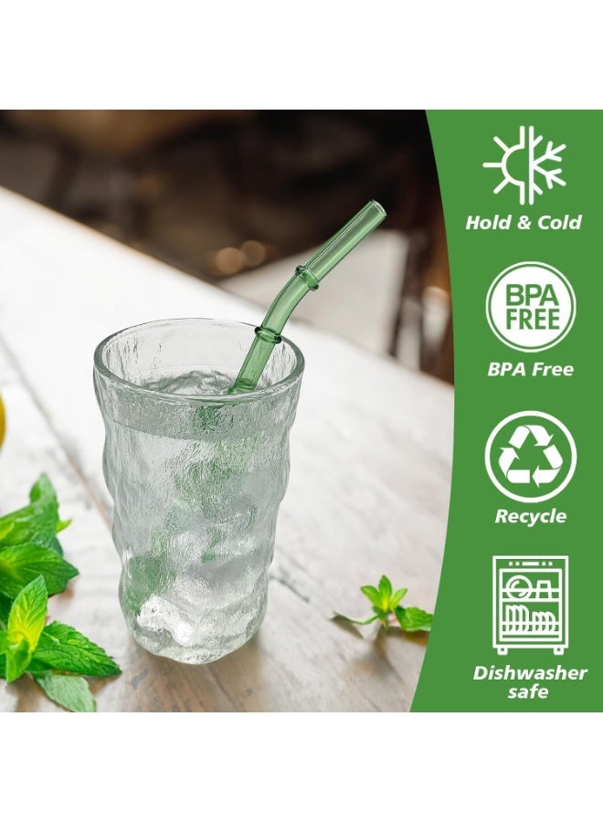 MOMENT MOMENT 4 Pcs Reusable Glass Straws, Green Bamboo Shape glass straws, Colorful Drinking Straws, Size 7.5" x 8MM, Clear Glass Straw and a Cleaning Brush, Perfect for Smoothies, Tea, Juice - Image 3