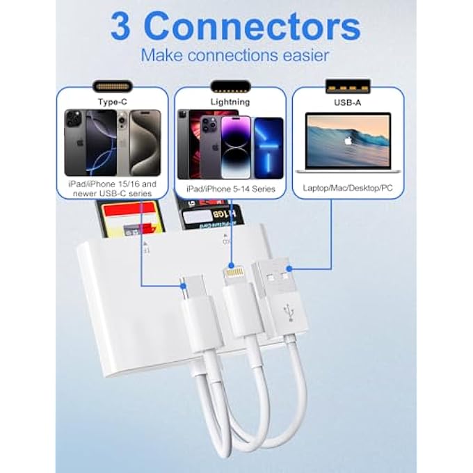 rayihni MEMORY STICK PRO DUO ADAPTER - XD PICTURE CARD READER FOR IPHONE/USB C/A, 4 IN 1 SD/TF/MS/XD CARD READER ADAPTER SONY CYBERSHOT CARD READER SUPPORT IPHONE 17/16/15/14/13/12/11/PAD/PC/ANDROID/LAPTOP - Image 2