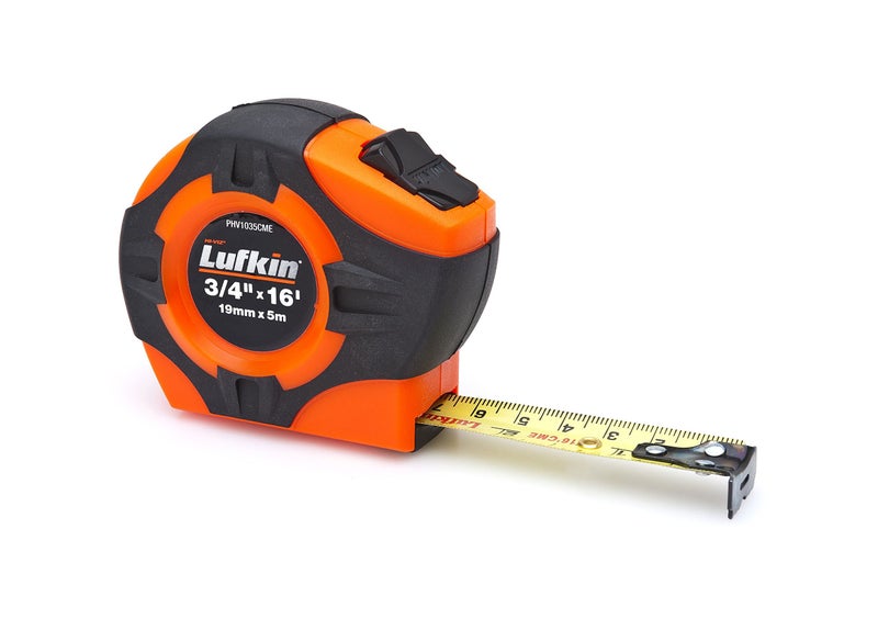 Lufkin Crescent Lufkin 34 x 5m16 P1000 Series HiViz Orange SAEMetric Yellow Clad A30 Blade Power Return Tape Measure PHV1035CMEN Black