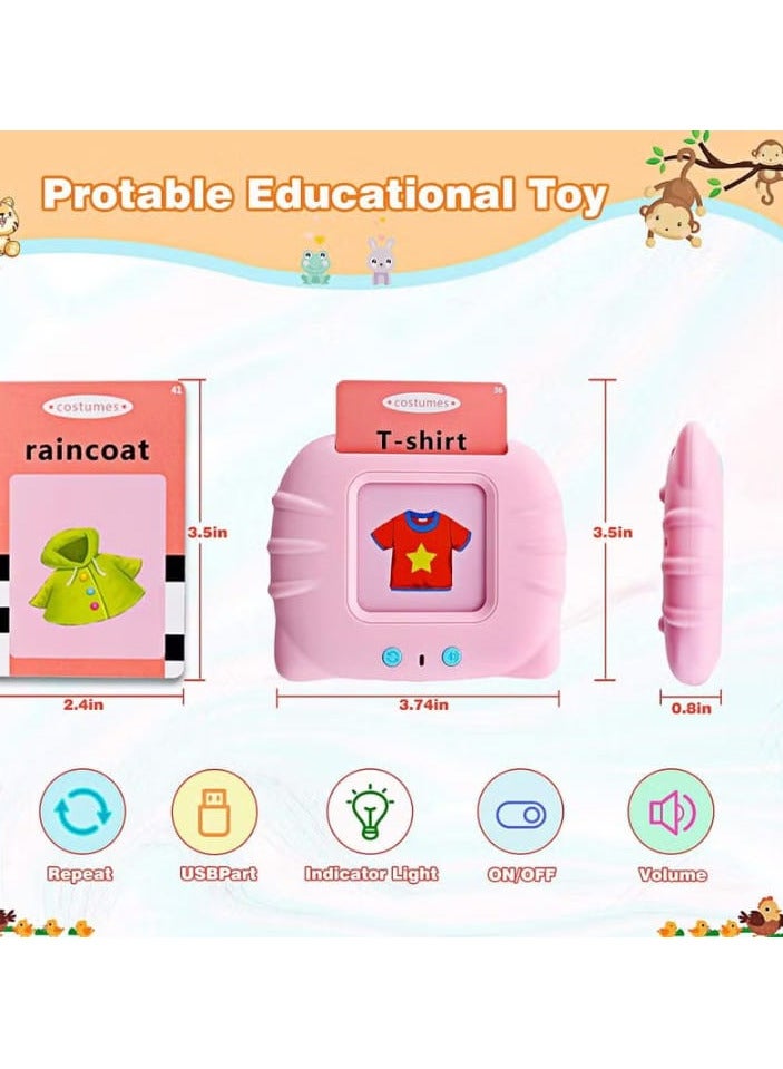 لعبة تعليمية للأطفال استمع وتعلم بطاقات فلاش مسموعة للأطفال الصغار 1 2 3 4 5 6 سنوات جهاز البطاقات التعليمية للأولاد والبنات مع 112 قطعة من البطاقات مزدوجة الجوانب 224 كلمة - Image 3
