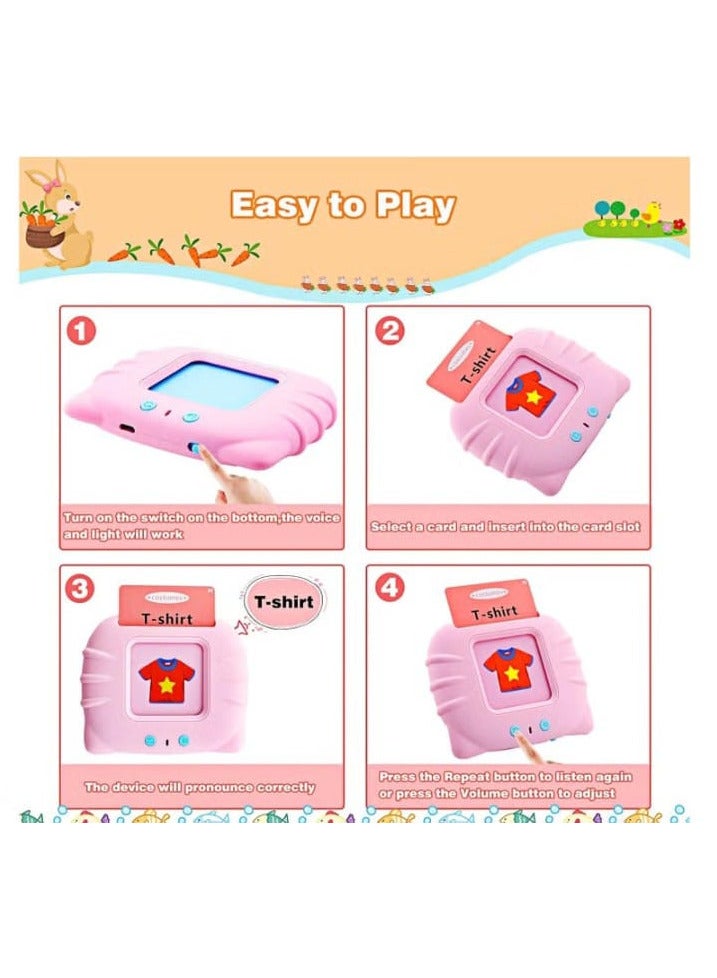 لعبة تعليمية للأطفال استمع وتعلم بطاقات فلاش مسموعة للأطفال الصغار 1 2 3 4 5 6 سنوات جهاز البطاقات التعليمية للأولاد والبنات مع 112 قطعة من البطاقات مزدوجة الجوانب 224 كلمة - Image 2