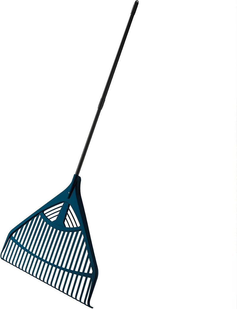 suncast Suncast Telescoping Rake with 24Inch Poly Tine Profile Extendable Steel Core Shaft 66Inch Reach and Flexible Curved Tines Loyal Blue Made in The USA  - Image 1