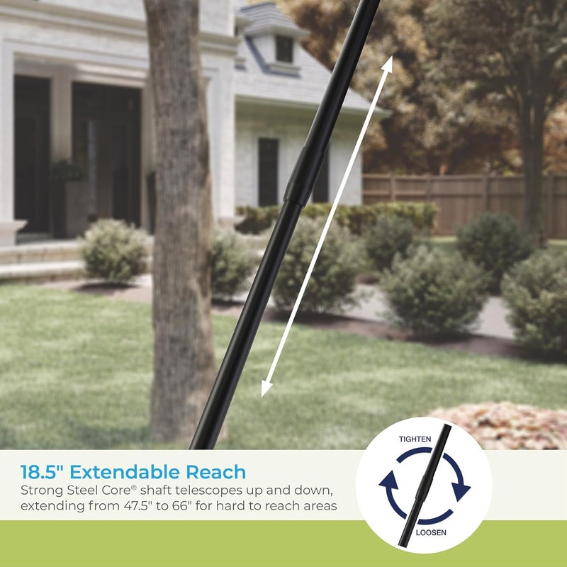 suncast Suncast Telescoping Rake with 24Inch Poly Tine Profile Extendable Steel Core Shaft 66Inch Reach and Flexible Curved Tines Loyal Blue Made in The USA  - Image 4